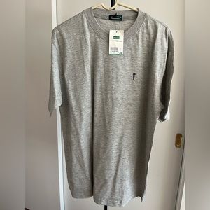 premium cotton Bossini Mens T-Shirt 👕 short sleeve Heather Gray w Bossini Logo